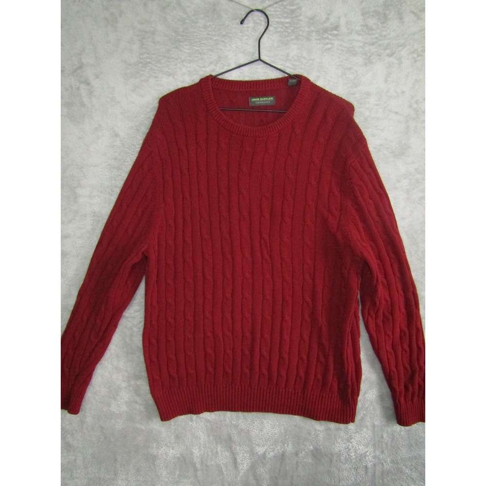 John Bartlett Consensus Red Cable Knit Crewneck Cotton Sweater XL